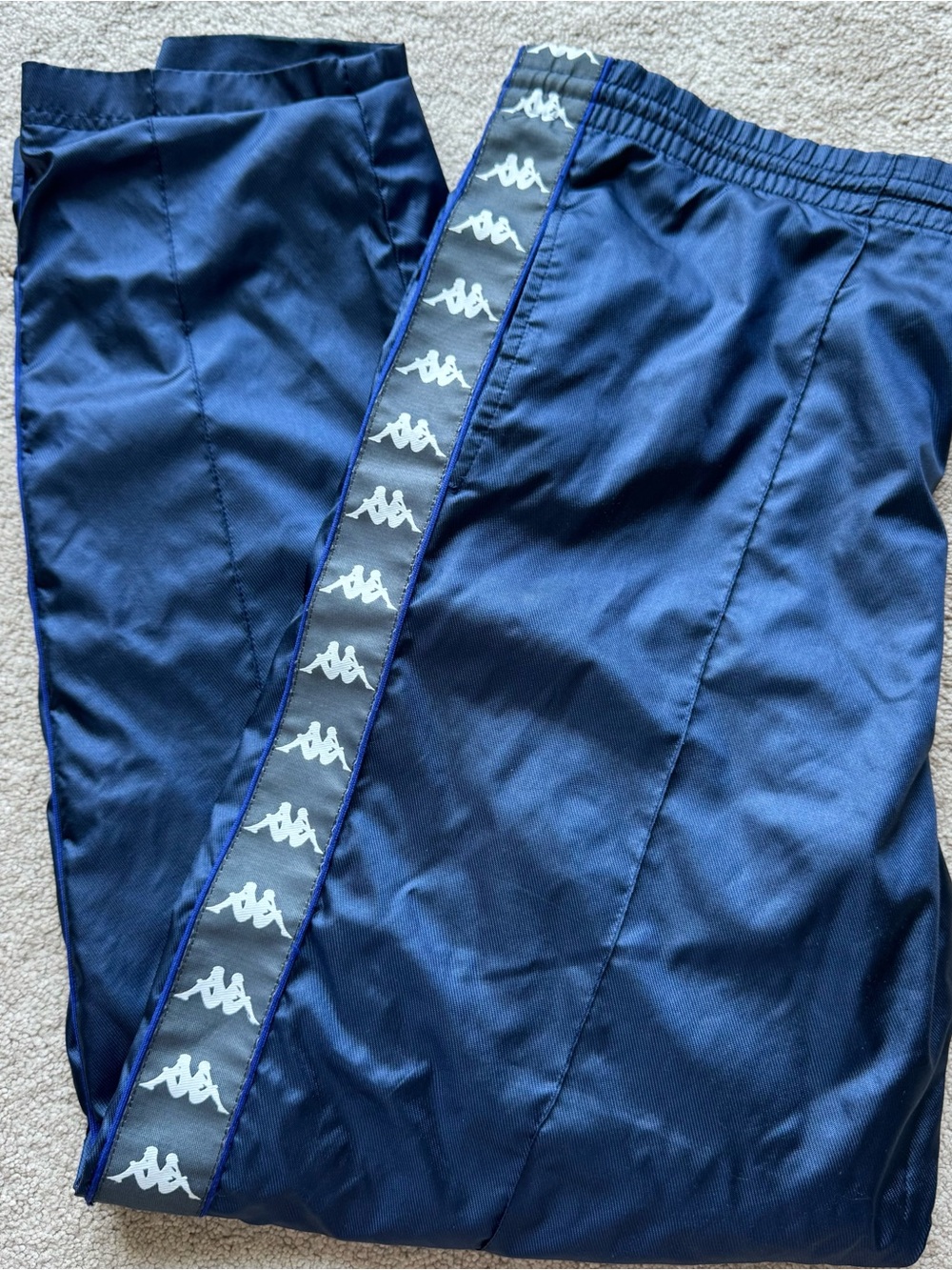 Kappa Navy Blue Side Tape Logo Track Pants Men's Size XL